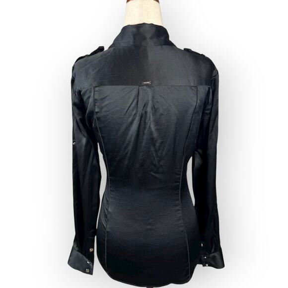 Women's Long Sleeve Black Silk Blouse Size 4 - Picture 6 of 8